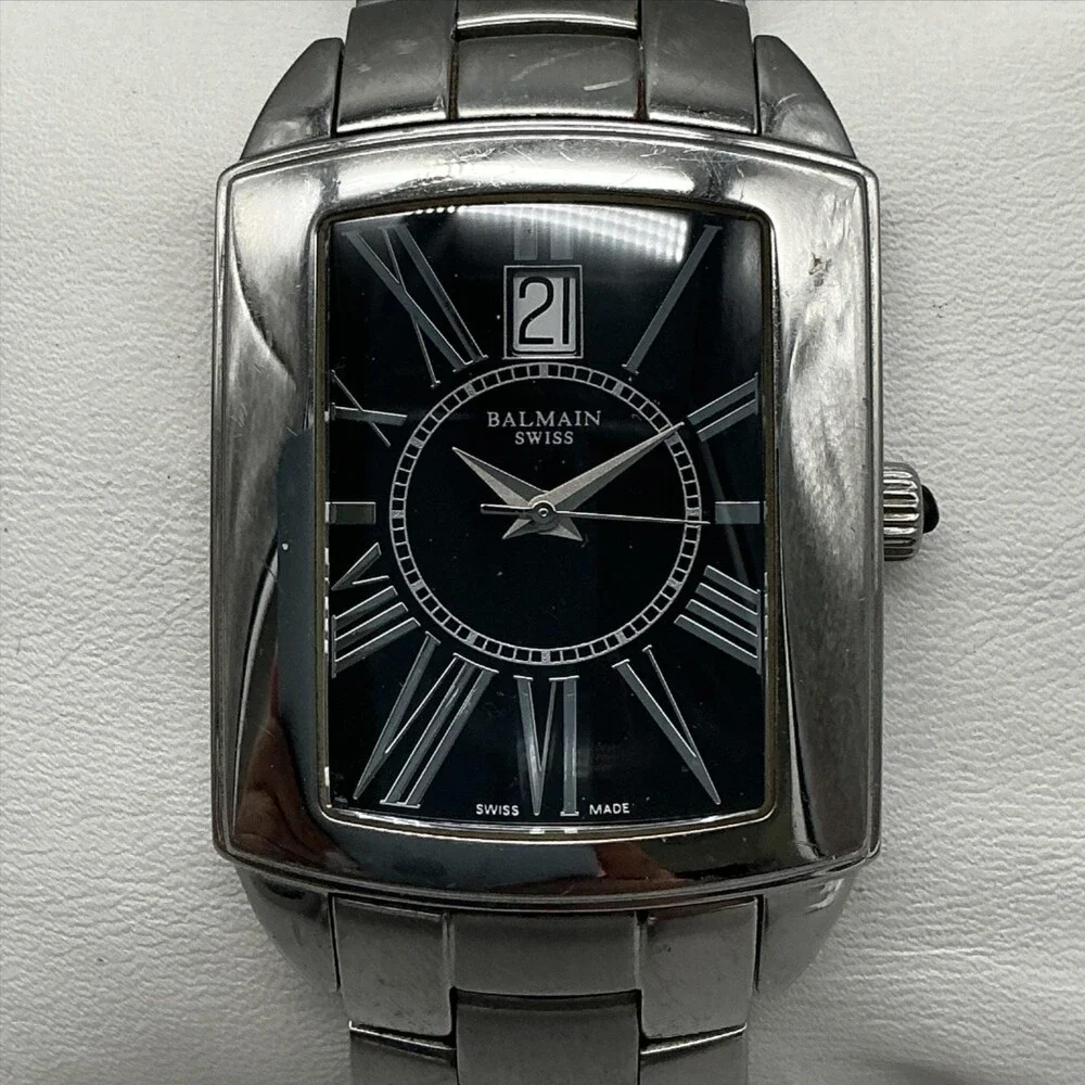 Pierre Balmain Mens Watch 32mm Black Dial Stainless Bracelet 3181 New Battery 8